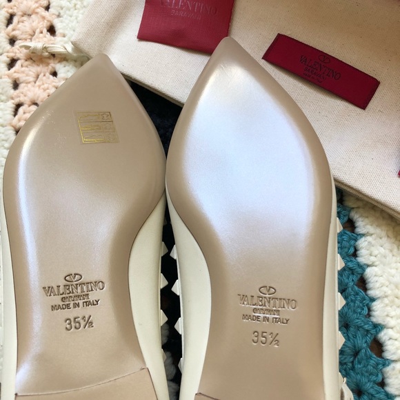 Valentino Rockstud White Matte Leather Caged Flats - Picture 8 of 8